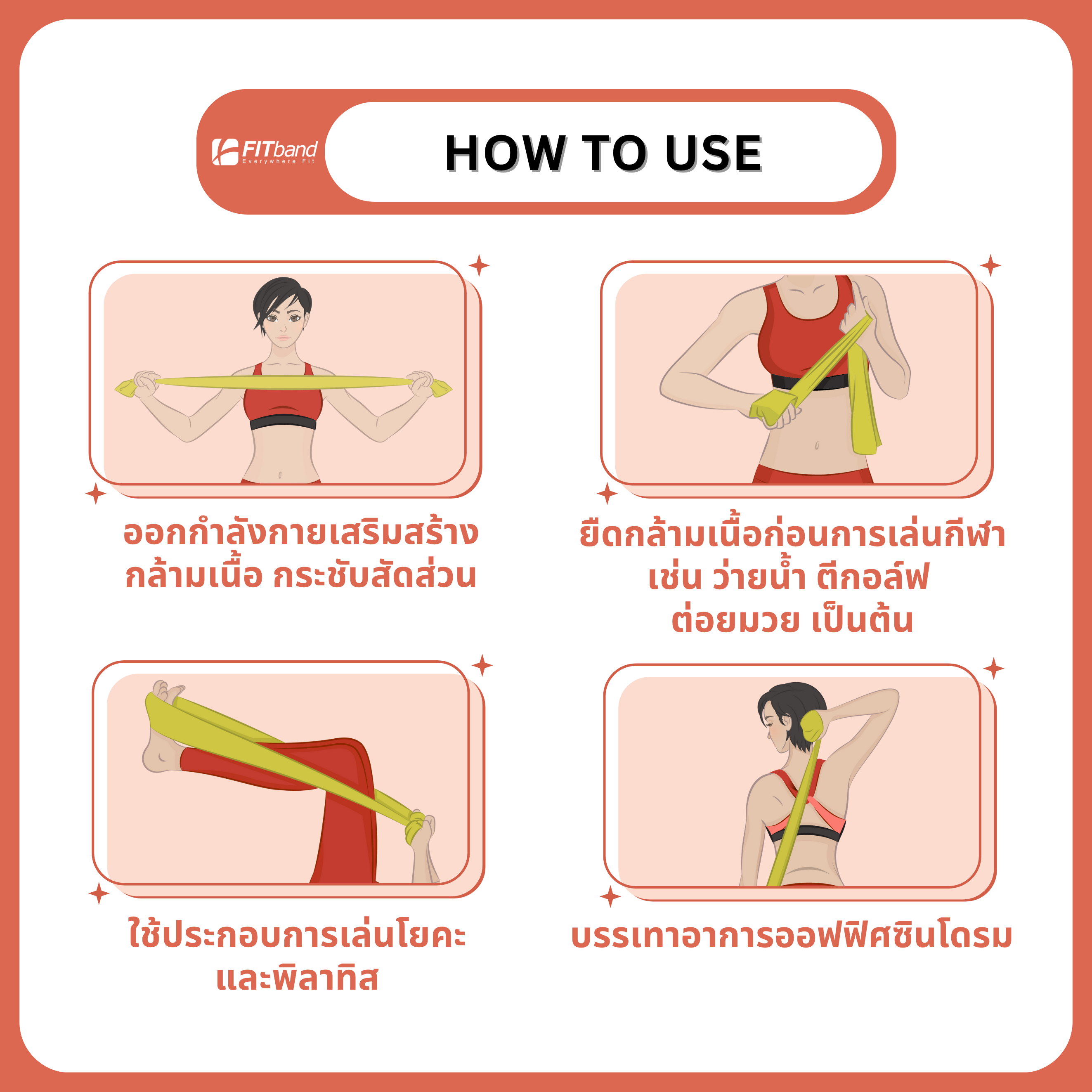แถบยางยืดออกกำลังกาย FITBAND ระดับ 3 แรงต้าน 2.5-5.0 กิโลกรัม_5